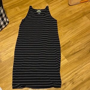 Earth Yoga Black and White Striped Maxi Dress; size XL